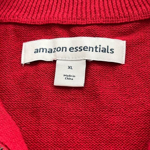 Amazon Essentials Men's Medium Weight Red 1/4 Zip Sweater Sz Large NWT - Picture 2 of 7